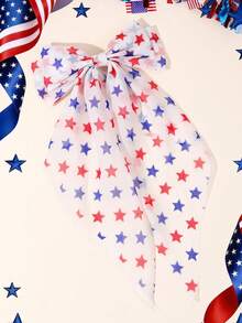 1 pieza Clip de pelo con gran lazo para el 4 de julio Día de la Independencia, accesorio de pelo con estrellas y rayas de tul en rojo, blanco y azul, decoración de pelo con bandera americana, adecuado para niñas y adolescentes, regalo para fiesta festiva. Sigue nuestra tienda para obtener los últimos estilos y disfruta de un 8% de descuento en tu próximo pedido. DZBB - Multicolor - Ver 1