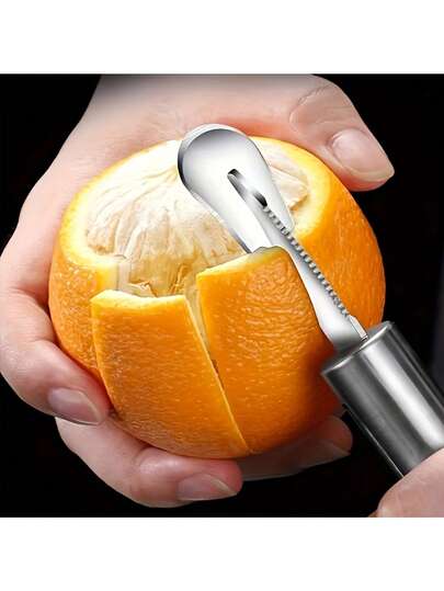 2pcs Stainless Steel Orange Lemon Peeler, Simple And Easy To Use Lemon Peeler, Ergonomic Curved Handle, Creative Cutting Knife, Suitable For Fruits, Vegetables, Restaurants And Homes, Durable And Easy-Grip Design