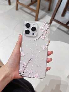 White Pink TPU Flower 1pc Transparent Anti-Fall TPU Phone Case Compatible With IPhone 11, 15 Pro Max, 14 Pro Max/Galaxy/Honor X6A, X7B, X8B Waterproof Shockproof Scratch Resistant Spring Gift - 款式1(1件) - 查看 6
