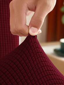 1 pièce Housse de coussin de siège de canapé en chenille de couleur unie, haute élasticité, jacquard anti-poussière et anti-salissure, antidérapante, amovible et lavable pour la chambre, le bureau, le canapé - Rouge foncé - Voir 8