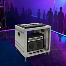 ZhdnBhnos 9U Server Rack Cabinet On Wheels, 36.66lbs Rolling Studio Rack Case With 4 Casters (2 Locking), Steel Frame Server Cabinet For AV Equipment, Network Gear, Free Standing, Black/Grey (Grey) - Variant,3 - View 2
