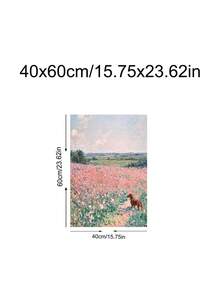 1幅现代粉彩野花油画印刷品，花卉风景墙画，金毛犬艺术画，腊肠犬海报，节日礼物，送给朋友的理想礼物，卧室艺术印刷品，客厅装饰，办公室装饰，厨房装饰，浴室装饰，墙面艺术，墙面装饰，家居装饰，房间装饰，帆布墙画，海报，带框墙画，可选画框 - A - 查看 15