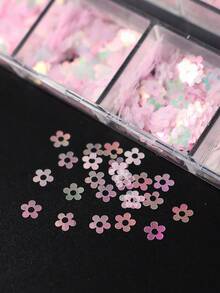 12格粉色美甲亮片 極光粉 愛心 蝴蝶 花朵 月亮 花瓣 圓形設計 亮片 全息粗細片 凝膠美甲藝術裝飾美甲用品 - 彩色 - 查看 5