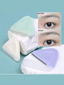 1 pieza Maquinilla de afeitar de ceja con crema de tipo macaron, recortadora de cejas triangular portátil, color conveniente y lindo, adecuada para viajar - Multicolor - Ver 2
