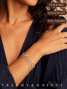 1 pieza Pulsera de flor de cuatro hojas minimalista francesa de plata de ley S925, accesorio exquisito de alta gama adecuado para uso diario, regalos del Día de San Valentín, Día de la Madre y Ramadán - Trébol de cuatro hojas - Ver 10