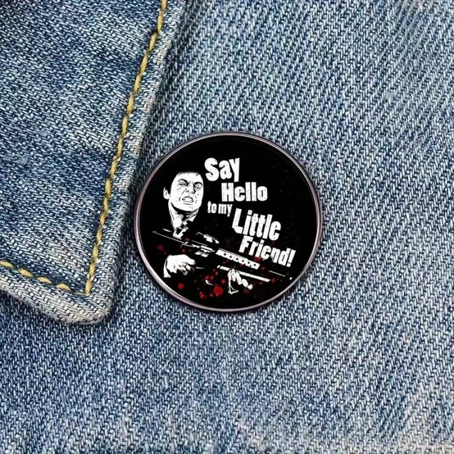 1pc Classic Movie Enamel Pin, Tony Quote Lapel Pin Brooch Badge For Denim Jacket & Backpack - A - View 1