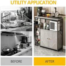 Mueble Organizador Multiusos para Cocina Almacenamiento de Alacena Estantes Organizadores Microondas con Repisas 2 Compuertas y 3 Canastillas Gris Oscuro 100 cm x 30 cm x 80 cm   958415 - gris - Ver 6