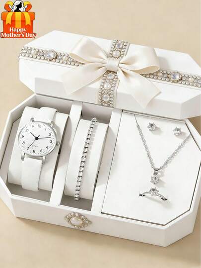 Bộ 6/5 món. Chiếc đồng hồ kỹ thuật số kim tròn dễ thương, thời trang, đơn giản và thanh lịch này được kết hợp với bộ trang sức hình trái tim đôi bao gồm dây chuyền, vòng tay, bông tai và nhẫn. Rất phù hợp cho phái nữ đeo. Thích hợp để đeo trong các bữa tiệc, liên hoan và khi đi du lịch. Đây cũng là một lựa chọn quà tặng tuyệt vời dành cho các bà mẹ vào Ngày của Mẹ, cho học sinh vào mùa tựu trường và cho bạn bè vào mùa cưới.
