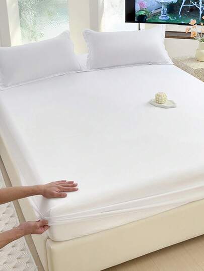 1件套白色床笠套装，包含1个床笠和2个枕套，柔软舒适，适合宿舍、卧室使用，多种尺寸可选，不含填充物。