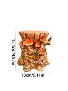 蘑菇树桩花盆，树脂仙女花园花盆，可爱动物主题植物容器，室内/室外多肉植物花盆，适用于庭院、草坪、家居装饰，送给植物爱好者的独特园艺礼物 - 蘑菇樹樁花盆 - 查看 10