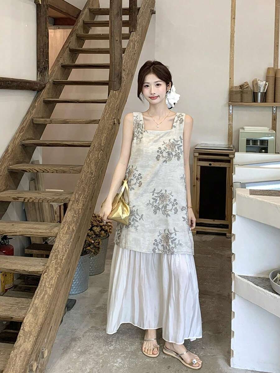 Women Long Dresses - Apricot - View 1