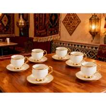 2/4/6 Sets 3oz Ceramic Coffee Cups With Saucers, Turkish Coffee Cups With Gold Rim Design, Arabic Coffee Cup Set, Suitable For Coffee, Milk, Juice, Ideal For Home, Restaurant, Cafe, Valentine's Day, Perfect Gift For Coffee Lovers - Multicolor - View 7