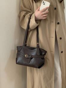 Túi xách nữ Niche 2026, kiểu dáng tối giản cổ điển, túi đeo vai thời trang thường ngày. - Cà phê - Xem 2