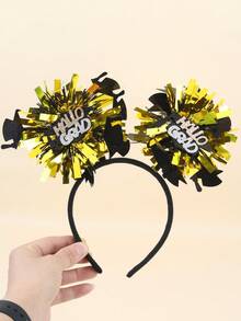 1pc Graduation Party Headbands "HALLO GRAD" Black Gold Hairbands Gifts Hair Bands For Friends Personal Commemoration Hair Accessories - Multicolor - View 3