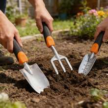 Bộ dụng cụ làm vườn 3 trong 1, đầu bằng nhôm đúc đánh bóng chống gỉ, dụng cụ trồng cây, xới đất và làm cỏ hạng nặng, tay cầm mềm chống trượt giúp giảm mỏi. - Bộ dụng cụ làm vườn - Mới - Xem 6