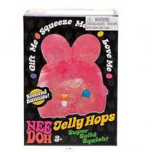 NEE DOH Jelly Hops Squishy – Scented Glitter Bunny Stress Relief Toy, Soft Squeeze Sensory Fidget Squishies For Kids & Adults, Great Birthday Gift - 紅兔 - 查看 1