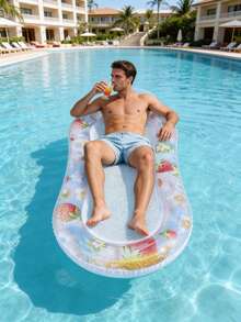 Inflatable Floating Hammock, Fruit Style With Sequins And Strawberry Elements, Suitable For Water Recreation, Beach, Party, Pool, Floating Device, PVC Material - A - View 6