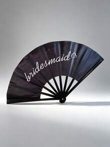 1 pieza Abanico plegable blanco/negro, abanico con estampado "Novia y Dama de Honor" en blanco y negro, 38 cm abierto 135° accesorio de boda para novia y dama de honor de tela y plástico, accesorio perfecto para despedida de soltera, decoración de boda y despedida de soltera - Multicolor - Ver 7
