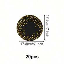 Gold Foil Polka Dot Party Paper Plates, 7/9 Inch Disposable, Black & White, 10/20/40 Pcs, Suitable For Birthday Wedding Party Supplies - Black - View 10