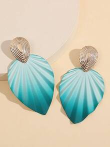 1 Pair Ombre Leaf Design Exaggerated Earrings, Fashionable And Versatile For Daily Wear - Leaves - View 9