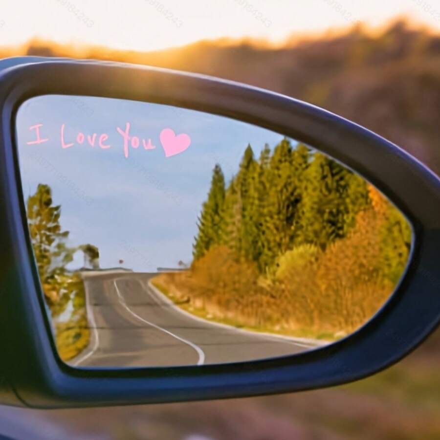 1 PC I Love You Rearview Mirror Sticker- I Love You Sticker- Mirror Sticker- Rearview Mirror Sticker- Car Mirror Sticker- Side Mirror Sticker - A - View 1