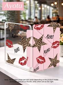 Ayotu 这款唇印豹纹星形图案翻盖支架保护套兼容 iPad A16、iPad Air 8 (M4) 2026 (11 英寸)、iPad Air 8 (M4) 2026 (13 英寸)、iPad Pro 13 12.9 英寸、iPad Air 11 英寸、iPad Mini、iPad Air 11 英寸、Kindle（第 11 代，2024 年发布）、Kindle Paperwhite 第 12 代（2024 年发布）。 - 彩色 - 查看 4