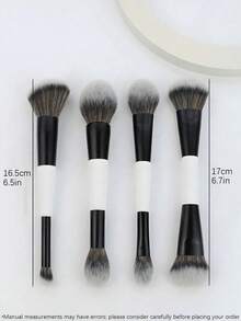Bộ 4 cọ trang điểm hai đầu. Cọ đa năng dùng cho kem nền, má hồng, phấn phủ, highlight, tạo khối và che khuyết điểm, được thiết kế dành cho nữ. Bộ cọ trang điểm, bộ dụng cụ trang điểm, bộ trang điểm hoàn chỉnh, bộ cọ trang điểm, bộ trang điểm đầy đủ, bộ cọ, bộ cọ trang điểm, bộ quà tặng trang điểm, bộ sản phẩm, quà tặng kèm, cọ trang điểm chuyên nghiệp, bộ trang điểm hoàn chỉnh. - Đen và trắng - Xem 12