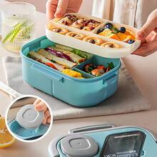 LIVINGANDHOME 3 Colors Portable Lunch Box Set With Insulated Bag,Lunch Box Food Container - Blue - View 4