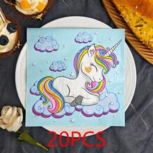 IOOJA 20/50 Lembar 2 lapis Ukuran Terbuka 33*33cm Serbet Pesta Motif Kuda Pelangi Biru Sekali Pakai Cocok untuk Pesta Bertema Dirancang untuk Pesta Meriah Penting untuk Kegiatan Team Building Perusahaan dan Pertemuan Teman - Beraneka warna - View 9