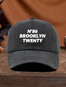 1pc Unisex Outdoor Casual Fashion Sports Retro N86 BROOKLYN TWENTY Graphic Adjustable Baseball Cap, Suitable For Spring/Summer, Versatile For Daily Wear, Camping, Fishing, Black & Multi-Color - Water-washed Baseball - View 3