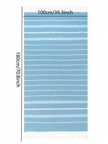 1/2 chiếc khăn tắm biển Thổ Nhĩ Kỳ cỡ lớn (100x180cm) - Khăn tắm sọc mật độ cao 380g, chống cát và nhanh khô, chăn du lịch nhỏ gọn cho kỳ nghỉ biển và bơi lội - sọc - Xem 2