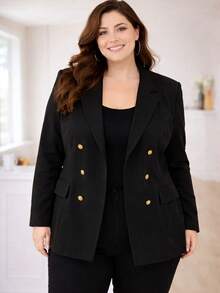 Plus Size Max Blazer. Tailored Fabric. Sizes G1, G2, G3. - Black - View 1