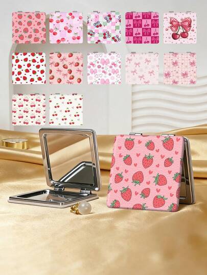 1 chiếc gương trang điểm gấp gọn thẩm mỹ phong cách Y2K, gương cầm tay nhẹ, di động, chất liệu da PU bền, phù hợp cho mọi dịp và mọi người, gương vuông gấp gọn bỏ túi.