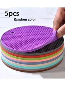 1 buah/10 buah Alas Silikon Tahan Panas Warna Acak, Alas Bundar Anti Selip untuk Meja Dapur dan Meja Makan, Alas Isolasi Panas Silikon, Alas Anti-Luka Bakar untuk Peralatan Masak Rumah Tangga, Tatakan Gelas, Cocok untuk Piknik dan Barbekyu di Luar Ruangan - View 15