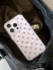 优雅简约紫色波点磁吸手机壳，适用于 17 Pro Max、16 Pro、14（新款）、15，可爱小众风格全包防摔保护套 - 紫色 - 查看 5