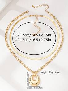 2 chiếc vòng cổ mặt dây chuyền hình giọt nước rỗng hai lớp, kiểu dáng tối giản, thanh lịch theo phong cách Châu Âu và Mỹ dành cho nữ - Vàng - Xem 7