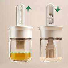 油刷瓶 - 1个硅胶吸油器，带伸缩手柄和按压泵，玻璃材质，适用于烧烤、烹饪、涂抹和煎烤，是生日、情人节、乔迁和圣诞节的完美礼物，也是婚礼和家庭厨师的理想礼物，经久耐用且易于使用。 - 彩色 - 查看 3