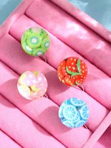 1pc Fashionable Elegant Minimalist Artistic Jelly Transparent Round Resin Stainless Steel Open Ring For Women, Suitable For Daily Commute, Street, Music Festival, Party, Evening Wear - Multicolor - View 5