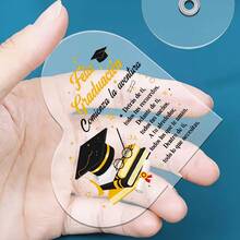 1pc 2D Acrylic Rotating Heart-Shaped Figurine, Congratulations On Your Graduation, Start A New Adventure, 360° Rotating Decorative Piece - Suitable For Home, Office, Wedding, Birthday, Party Decoration, Transparent Acrylic Material Desktop Decor - Elegant Rotating Desktop Ornament - Colorful - View 4