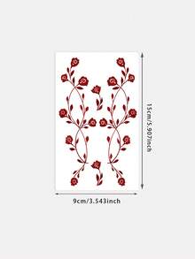 1 Piece Of Tattoo Sticker Flower Hand Temporary Tattoo Sticker Washable Pvc Disposable Waterproof And Sweat-Proof Hands And Feet Non-Reflective Suitable For Hipsters Daily Use Can Be Maintained For 1-3 Days - Red - View 5