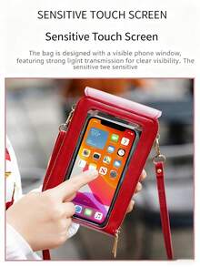 Women's Wallet Touch Screen Mobile Phone Bag,Mini Crossbody Bag Multifunctional Fashionable Wallet Lightweight For Anniversary Gift On Holiday Present - Màu xanh bụi bặm - Xem 3
