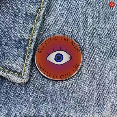 1pc Weirdcore Eye Graphic Enamel Pin, Indie Aesthetic Quote Lettering Brooch Badge For Backpack & Jacket Lapel