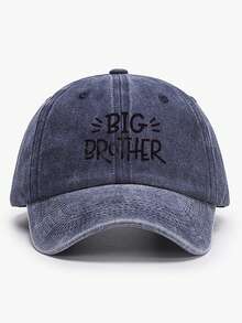 1pc Vintage Washed Baseball Cap With Letter Print "Brother", Adjustable, Breathable, Casual Soft Curved Brim Sun Hat, Unisex, Dad Hat For Spring And Summer - A - View 3