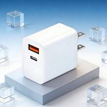 1/2个20W USB-C墙充，双端口PD快充输出Type-C适配器插头，兼容 11/12/13/14/15/16/Pro Max、XS/XR/X、Pro - 白色 - 查看 1