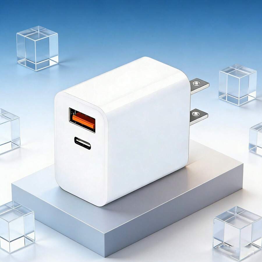 1/2个20W USB-C墙充，双端口PD快充输出Type-C适配器插头，兼容 11/12/13/14/15/16/Pro Max、XS/XR/X、Pro - 白色 - 查看 1