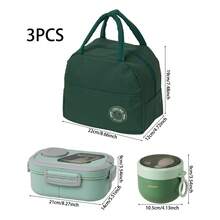LIVINGANDHOME 3 Colors Portable Lunch Box Set With Insulated Bag,Lunch Box Food Container - Green - View 10