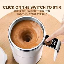 Taza con agitación automática alimentada por USB con pantalla de temperatura, taza de viaje con agitación magnética automática para café, leche, chocolate, moca - Multicolor - Ver 6
