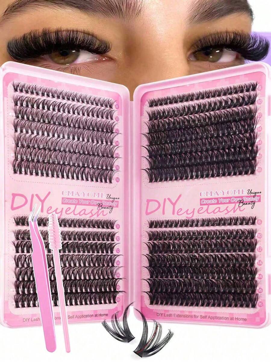 560 pièces Clusters de cils 30D/40D/60D/80D Kit d'extension de cils DIY - Clusters de cils naturels volumineux de haute qualité en forme de D, convient pour l'extension de cils DIY, réutilisables, légers et faciles à porter - D - Voir 1