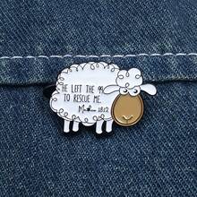 1pc Bible Verse Sheep Brooch, Unique Enamel Lapel Pin - Cute Badge For Backpacks And Clothes - White - View 3