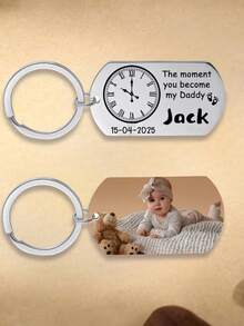 Personalized Newborn Baby Photo Keychain, Gift For New Moms, First Mother's Day Gift - Silver - View 3